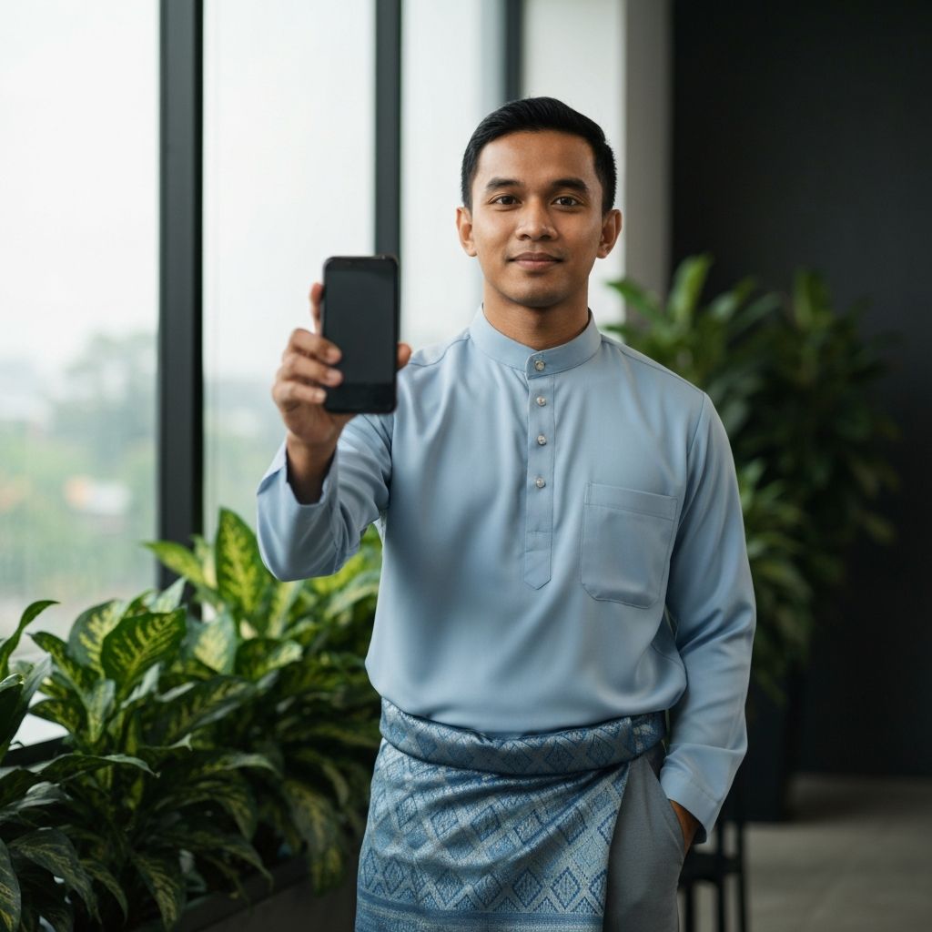 Man Showcasing Phone