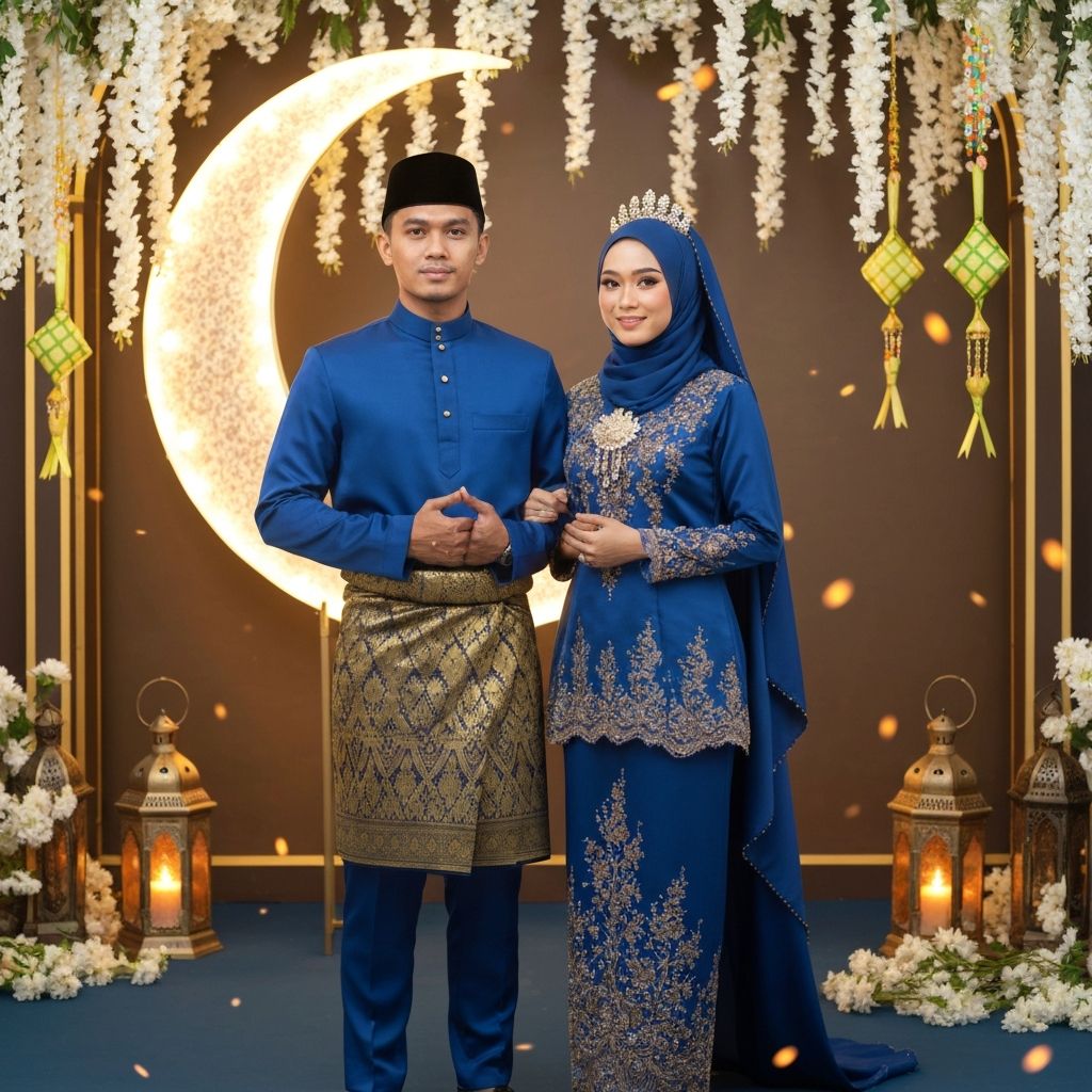Raya Couple - Royal Blue Gold