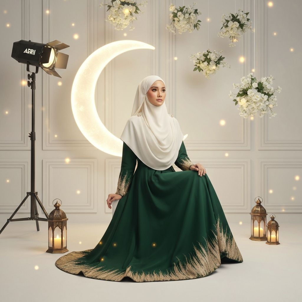 Couture Hijab - Emerald Gold